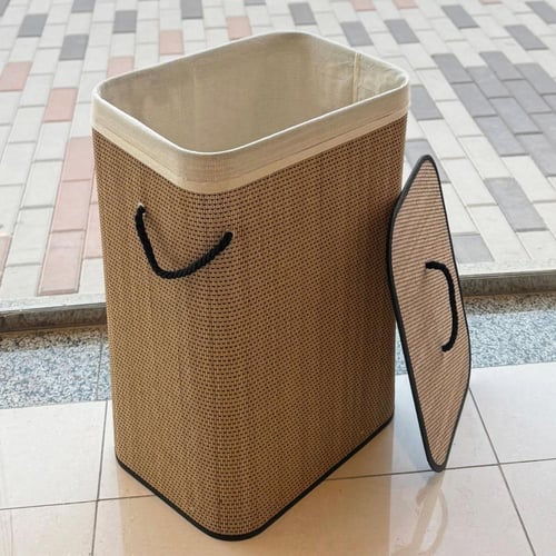 سلة ملابس خوص مستطيل
