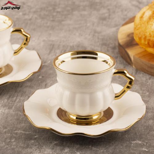 طقم أكواب شاي الفخامة أبيض