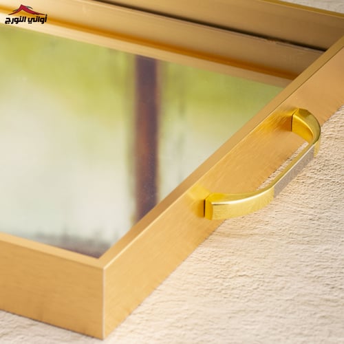 صينية تقديم زجاج مرايا بايطار ذهبي