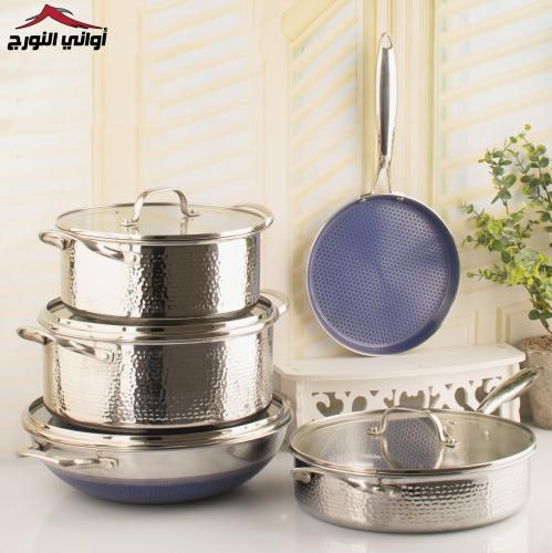 طقم قدور 9 قطع ماركة UAKEEN أزرق