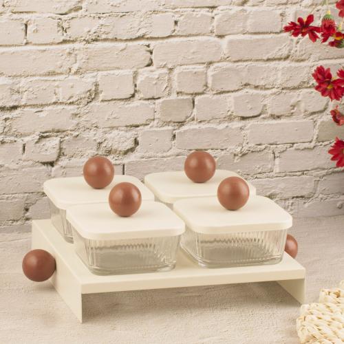 طقم صحون مكسرات ندى رباعي