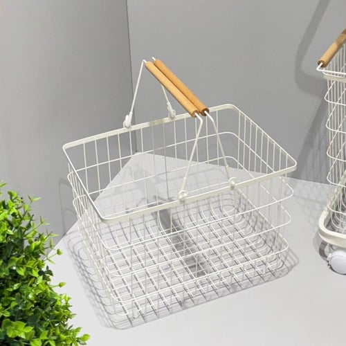 سلة تنظيم بيد خشب