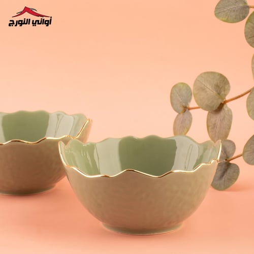 ستاند تقديم ثنائي أخضر تفاحي مذهب