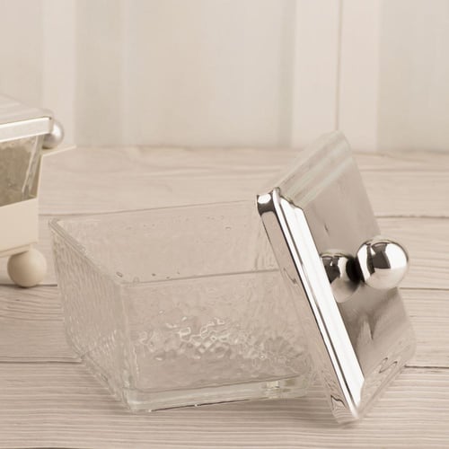 صحون مكسرات سراب فضي ثلاثي مربع