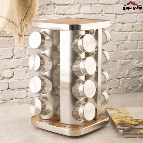 طقم علب بهارات بستاند مربع 16 قطعه