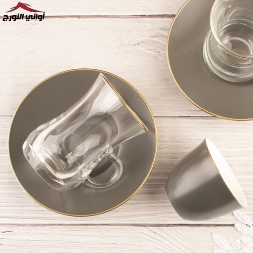 طقم بيالات وفناجين اريج رمادي