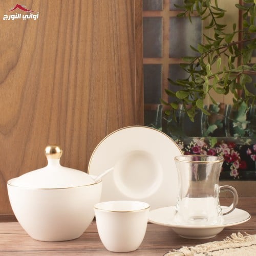 طقم بيالات وفناجين اريج أبيض