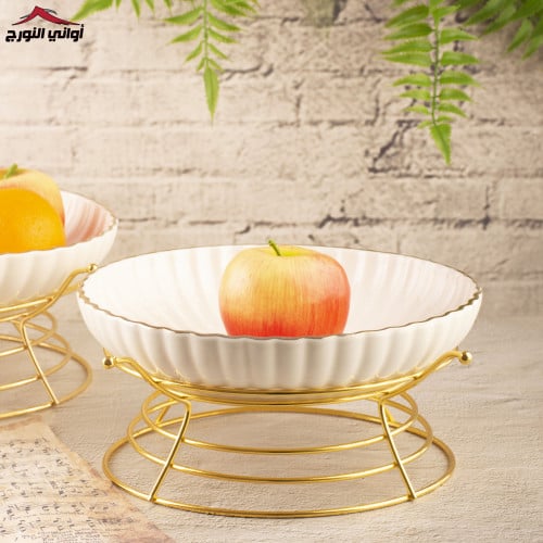 صحن تقديم دائري بستاند مذهب