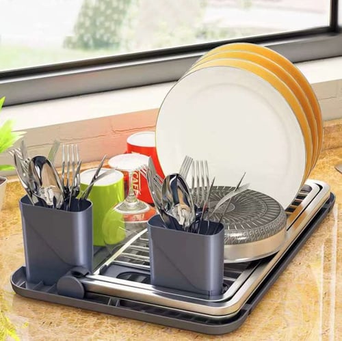 سلة صحون المنيوم دورين اسود سلفر مطفي