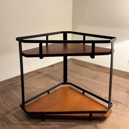 رفوف تنظيم زاوية أسود خشبي