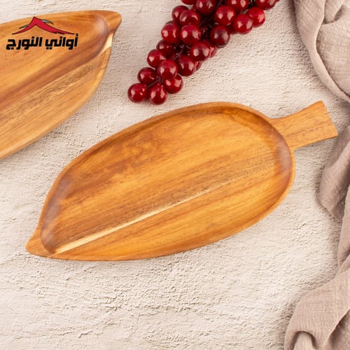 صحن خشب على شكل ورقة