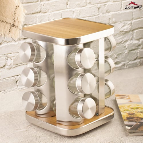 طقم علب بهارات بستاند مربع 12 قطعه