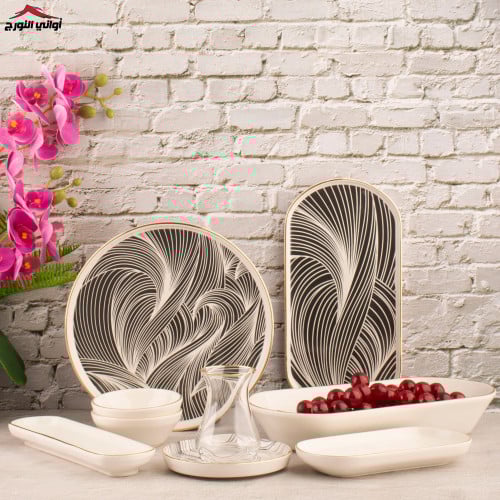 طقم فطور تركي 31 قطعة غاليري أبيض وأسود