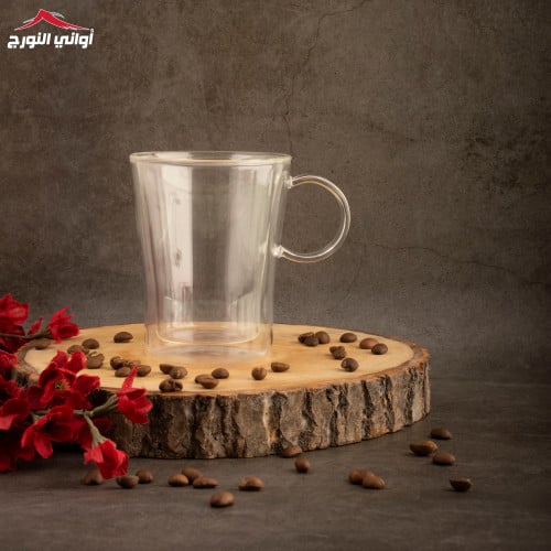 كوب شفاف دبل زجاج
