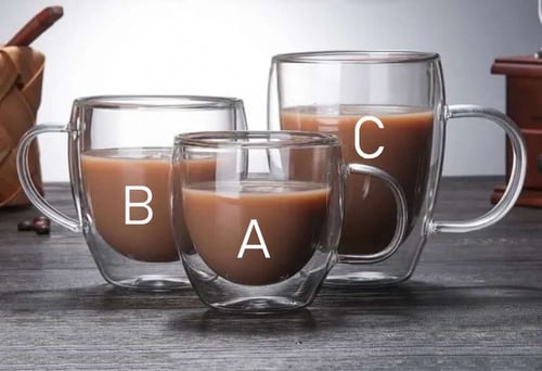 كوب شفاف دبل زجاج