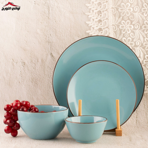 طقم عشاء نورا 16 قطعة أزرق
