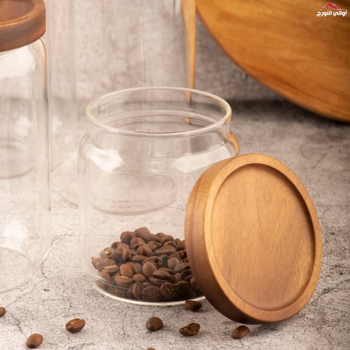 حافظة زجاج اليسكا بغطاء خشب