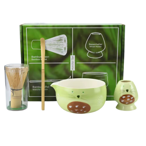 Matcha preparation set cat