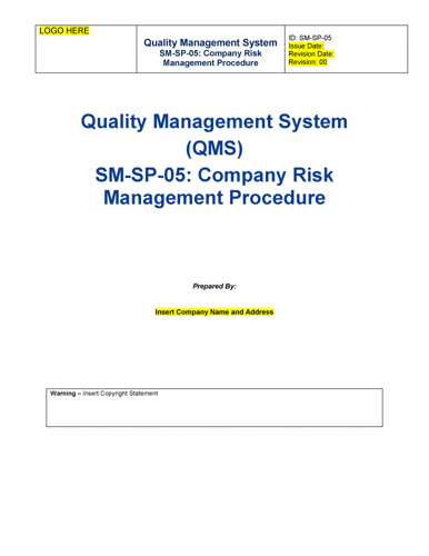 ISO 9001 Kit - Company Risk Management