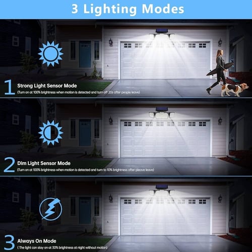 كشاف طاقة شمسية ثلاثي الأضواء مع مستشعر حركة