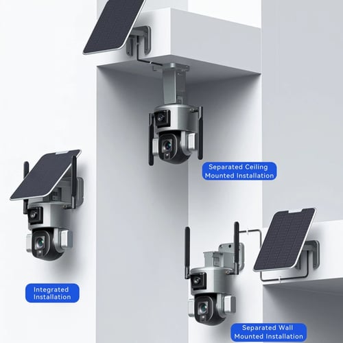 كاميرا مراقبة بالطاقة الشمسية مزدوجة العدسة - 4K