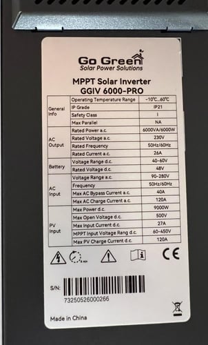 محوّل هايبرد (Go Green) بقدرة (6KW) - نظام (48V)