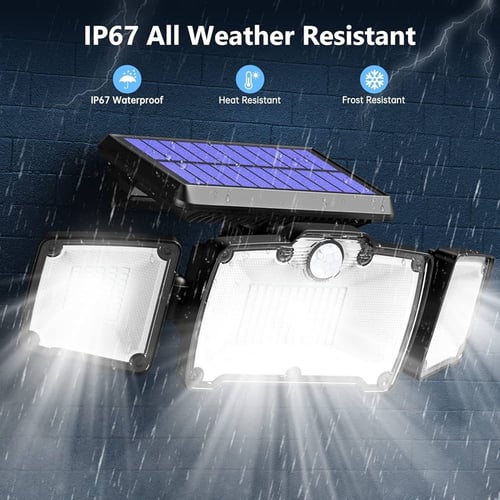 كشاف طاقة شمسية ثلاثي الأضواء مع مستشعر حركة