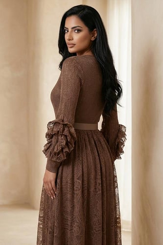 فستان ميدي دانتيل فاخر 460183