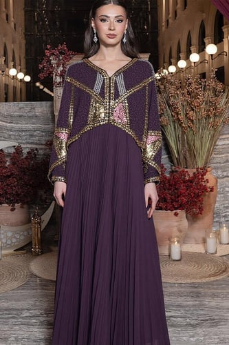 جلابية بليسيه بتطريز كريستالات 460507