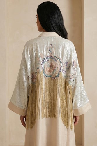 جلابية ساتان حريري بتطريز كريستال 469925