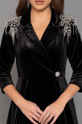 فستان مخمل كاجوال ميدي 460010