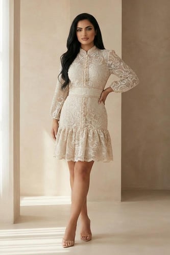 فستان ميدي دانتيل فاخر 469865