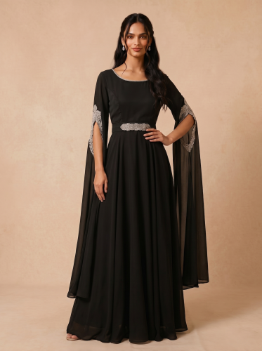 فستان ساتان اسود 461822