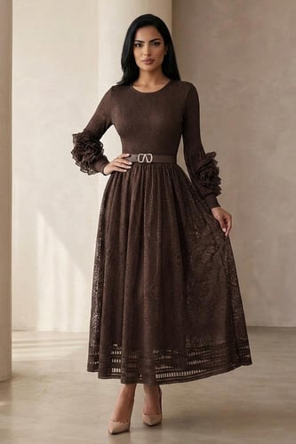 فستان ميدي دانتيل فاخر 460183