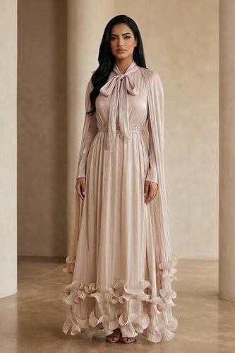 فستان طويل بياقة عالية 464205