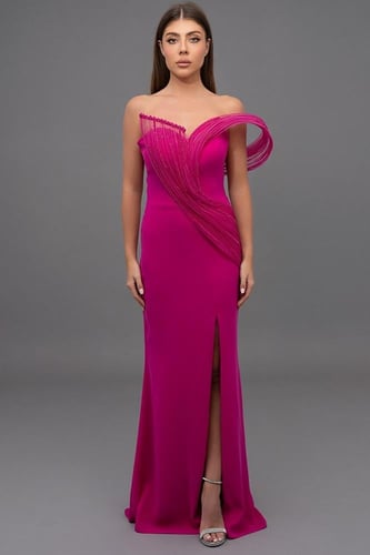 فستان كريب ضيق يبرز القوام 176309