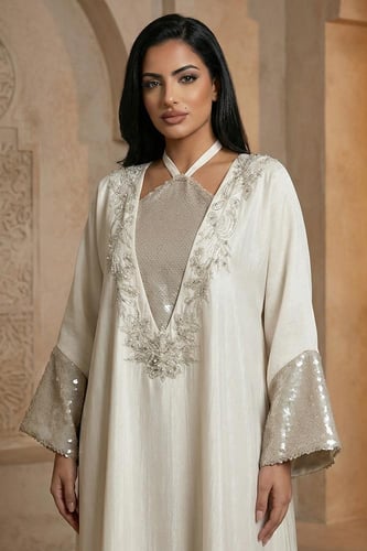 جلابية حرير لامع بقصة واسعة 469233