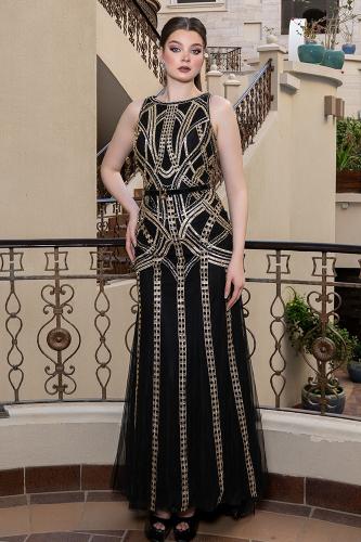 فستان تول بدون أكمام وبياقة دائرية 445231