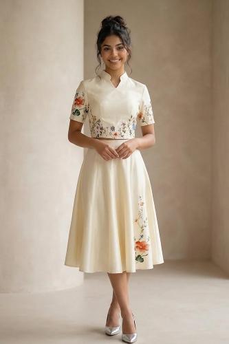 طقم كريب أنيق ببلوزة ناعمة 469506