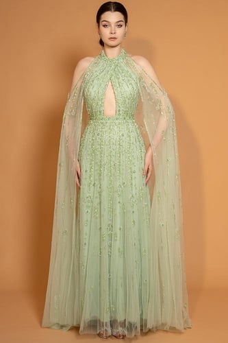 فستان سهرة تول مطرز بالكامل 445230