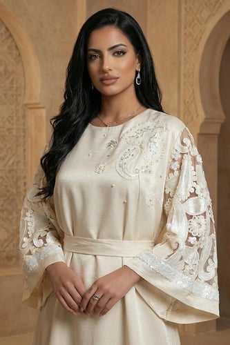 جلابية بتطريز لؤلؤ 469916