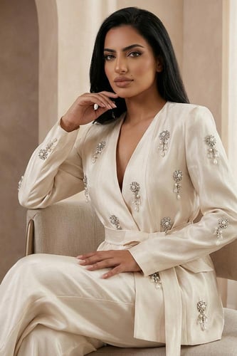 طقم من جاكيت مطرز بالكريستال 462528