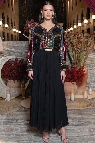 جلابية بليسيه بتطريز كريستالات 460507