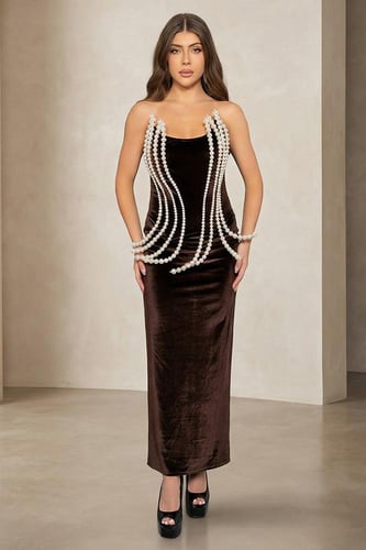 فستان مخمل أوف شولدرز 463508