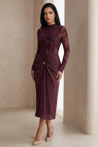 فستان ميدي بياقة عالية 461150