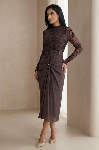 فستان ميدي بياقة عالية 461150