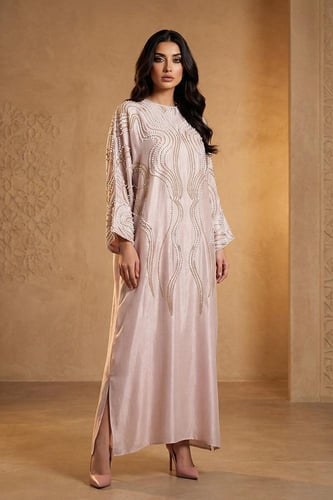 جلابية بتصميم واسع وتطريز كريستال 460819