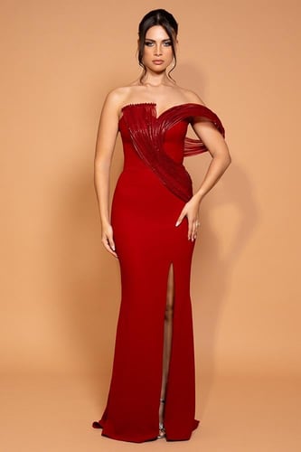 فستان كريب ضيق يبرز القوام 176309