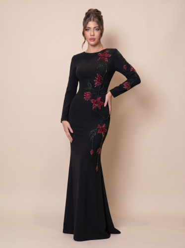 فستان سهرة كريب بقصة ضيقة 176360