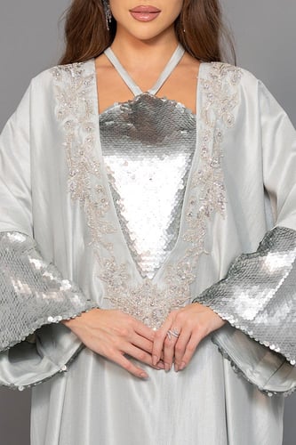 جلابية حرير لامع بقصة واسعة 469233